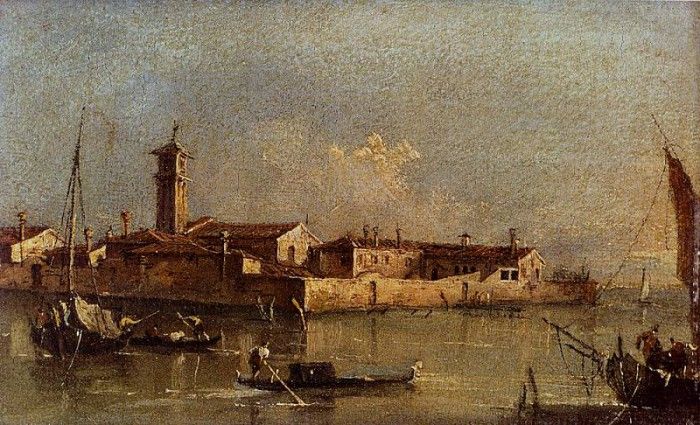 Guardi Francesco View Of The Island Of San Michele Near Murano Venice.  