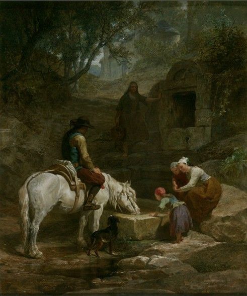 The Drinking trough scene in Brittany. Гудолл, Фредерик