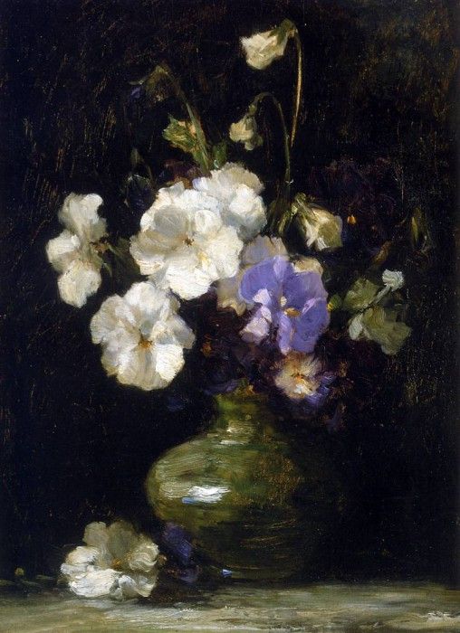 Kever Jacob Pansies in a vase Sun . ,   