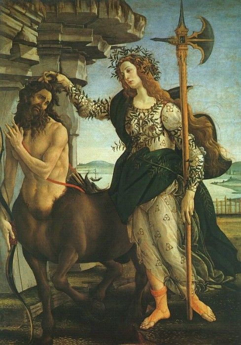 BOTTICELLI, SANDRO - PALLAS AND THE CENTAUR, UNDATED, TEMPERA. , Alessandro