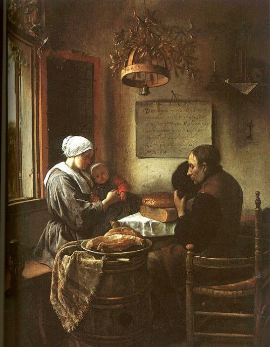 Steen Grace Before a Meal, 1660, oil on panel, Sudeley Castl. , 