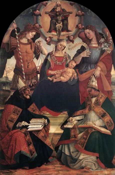 SIGNORELLI Luca The Trinity The Virgin And Two saints. , 