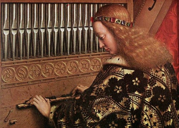 Eyck Jan van The Ghent Altarpiece Angels Playing Music detail. ,  