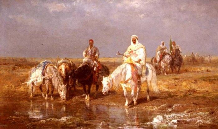 Schreyer Adolf Arabs Watering Their horses. , 