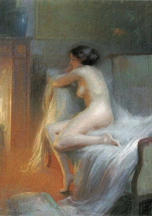A Nude Reclining By The Fire. Enjolras, Delphin