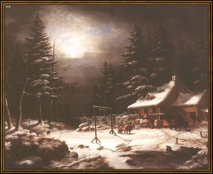 ds-cornelius krieghoff 04 l-white horse inn by moonlight (1851). Krieghoff, 
