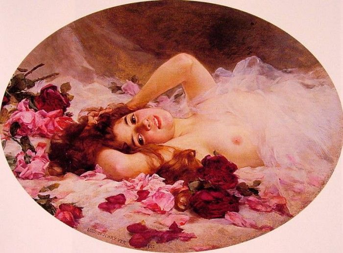 Beauty Amid Rose Petals. Schryver, - 