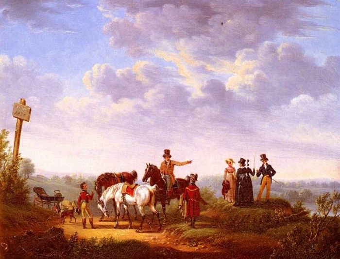 Swebach Bernard Edouard A Meeting At The Crossroads. Swebach  