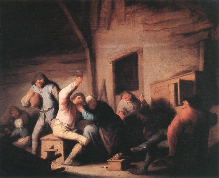 OSTADE Adriaen Jansz van Carousing Peasants In A Tavern. ,  