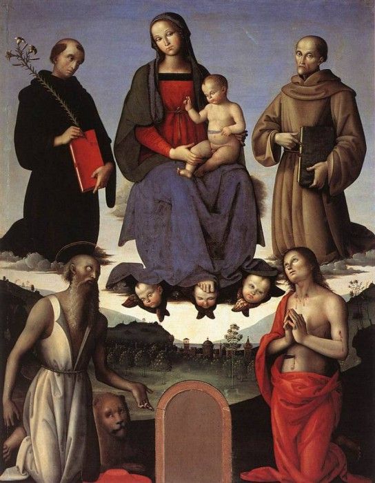Perugino Pietro Madonna and Child with Four Saints (Tezi Altarpiece) 1500. , 