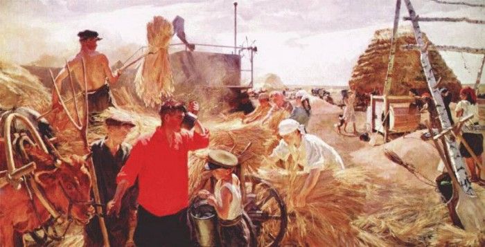 plastov threshing on the collective farm 1949. 