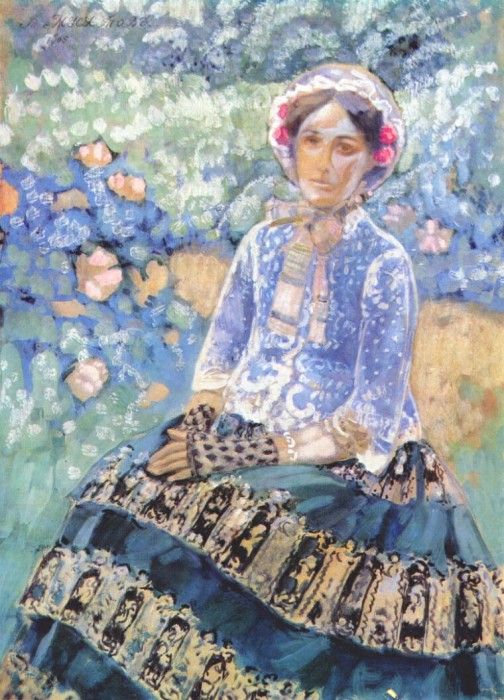 borisov-musatov lady in blue dress 1905. -,  (1870-1905)