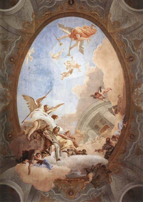 Tiepolo Allegory of Merit Accompanied by Nobility and Virtue. ,  