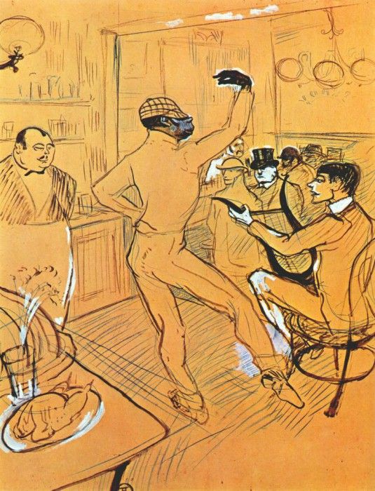 lautrec chocolat dancing in the irish american bar 1896. -,  