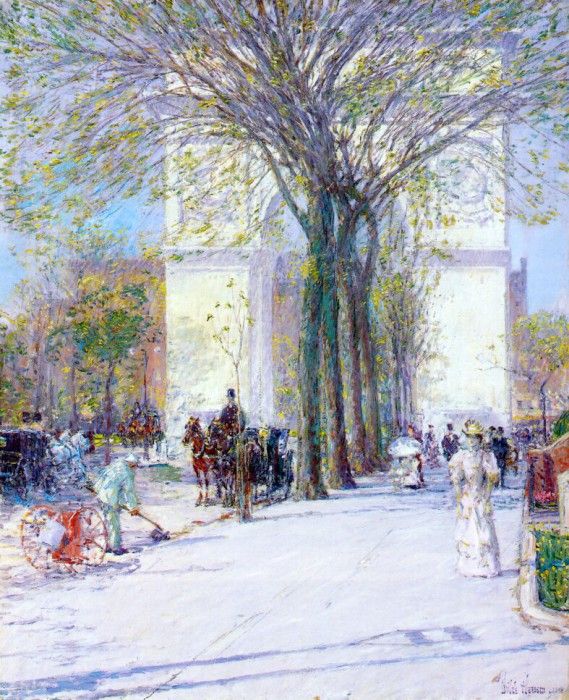 hassam washington arch, spring 1890. , 