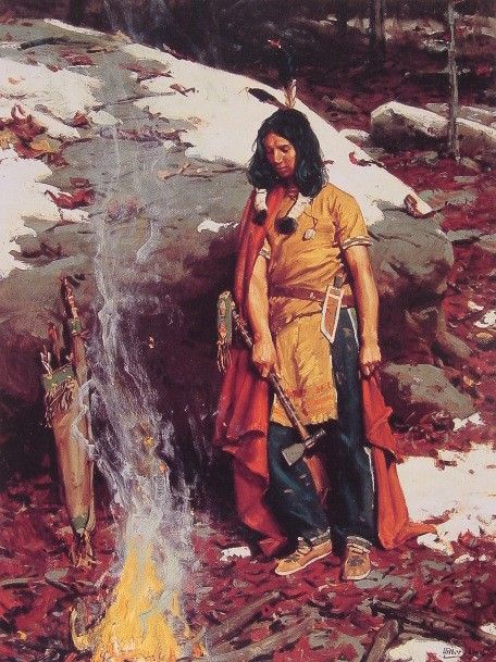 Indian by the Campfire. , 