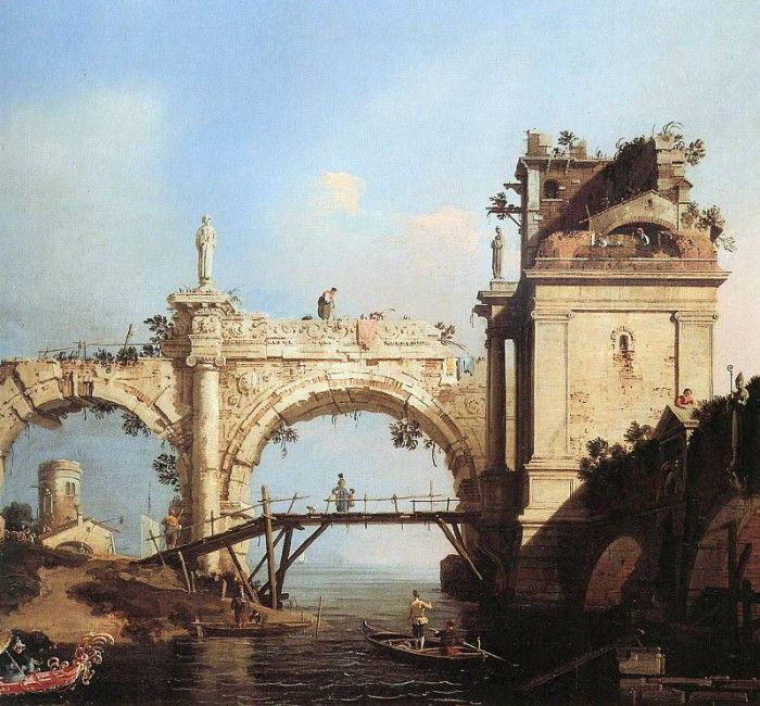 Canaletto (Canal Giovanni ) Capriccio and ruined arcade Sun. 