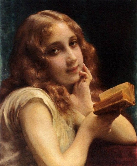Piot Etienne Adolphe A Little Girl Reading. ,  