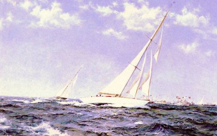 Dawson Montague (British) 1895 to 1973 The Americas Cup Race - The Yachts Resolute And Shamrock O. , 