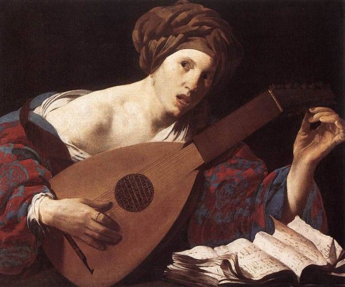 TERBRUGGHEN Hendrick Woman Playing The Lute. Terbrugghen, 