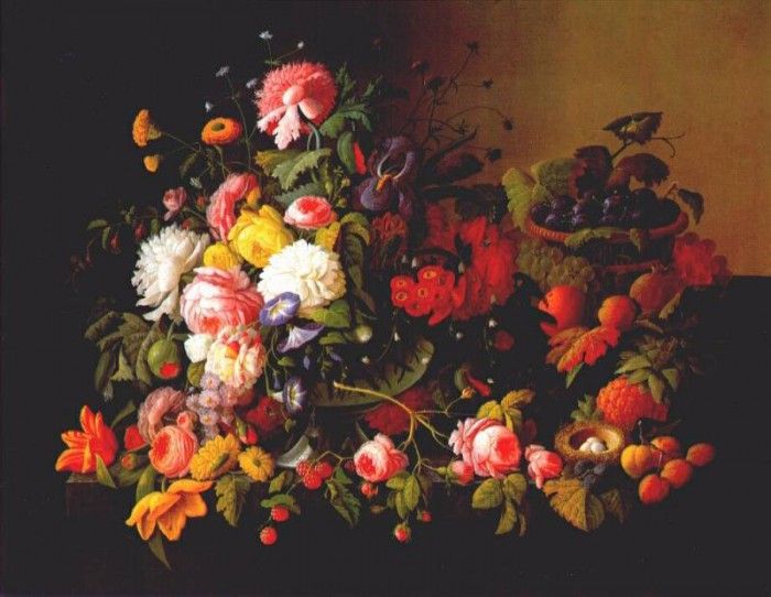 roesen still life- flowers and fruit c1855. Roesen, 