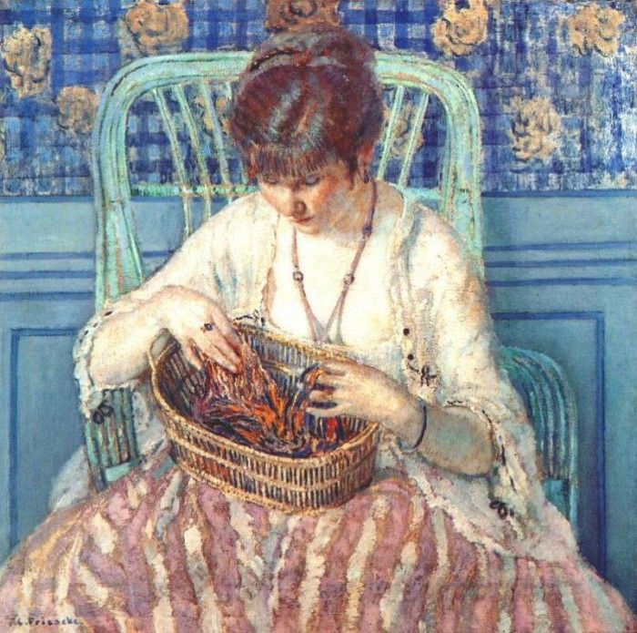 frieseke unraveling silk c1915. Frieseke,  