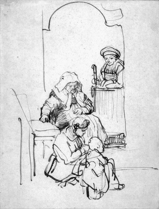 Rijn van Rembrandt Three women and a child Sun. ,  