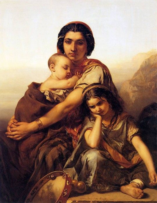 Gallait Louis A gypsy with two children Sun. , 
