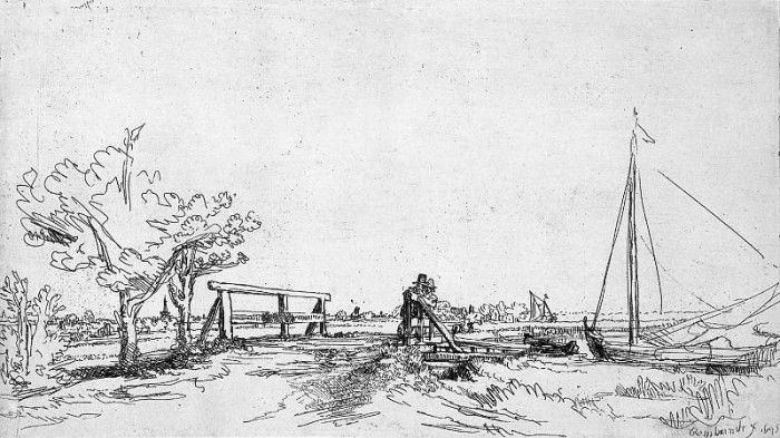 Rijn van Rembrandt Bridge Sun. ,  