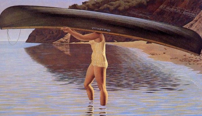 Alex Colville - Woman Carrying Canoe, De. , 