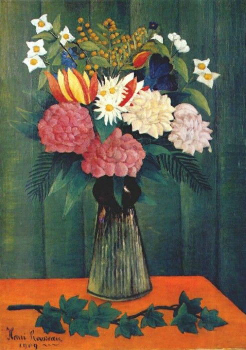 rousseau flowers in a vase 1909. , 