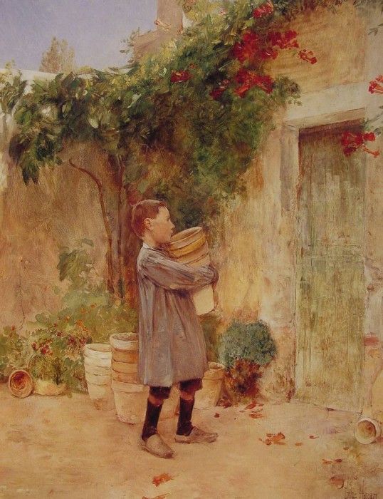 Boy with Flower Pots. , 