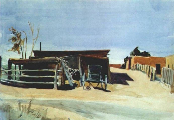 hopper adobes and shed new mexico 1925.  