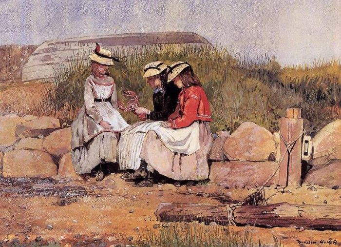 Homer Winslow Girls with Lobster aka A Fisherman-s Daughter. , 