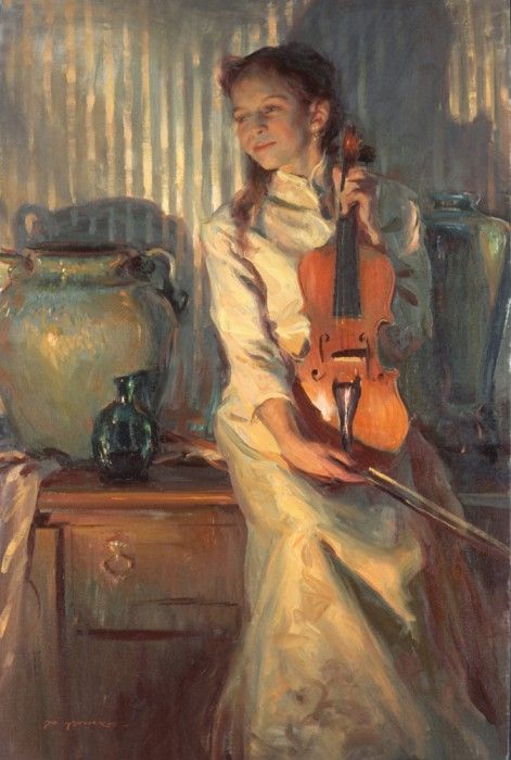 Her Mother-s Violin 48 x 32 . Gerhatz,  F