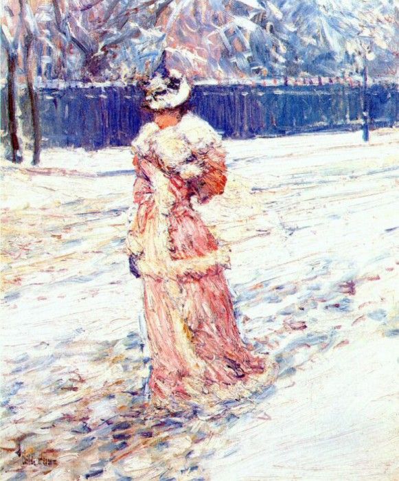 hassam lady in pink c1890. , 