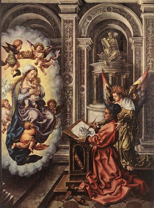 Mabuse (Jan Gossaert) St Luke Painting the Madonna, 1520-25,.   