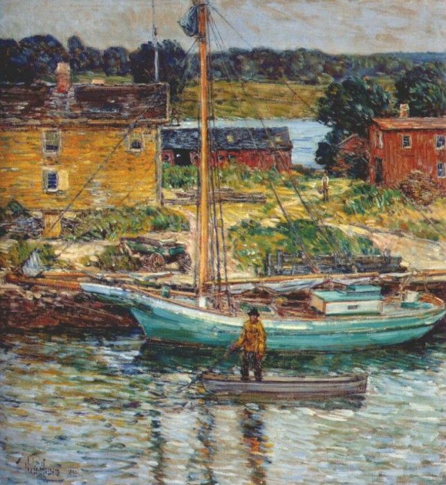 hassam oyster sloop, cos cob 1902. , 