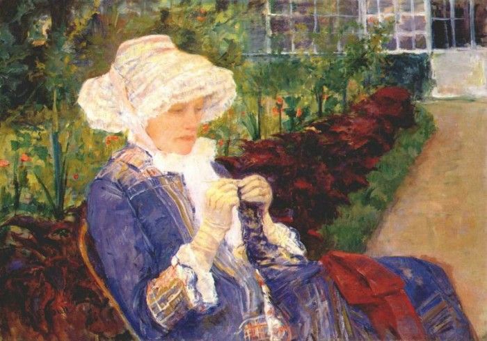 cassatt lydia crocheting in the garden at marly 1880.  