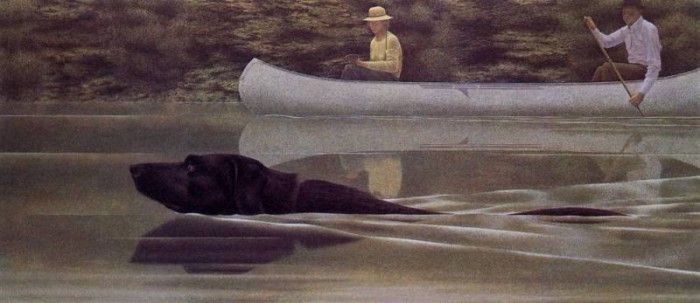 Alex Colville - Swimming Dog and Canoe, De. , 