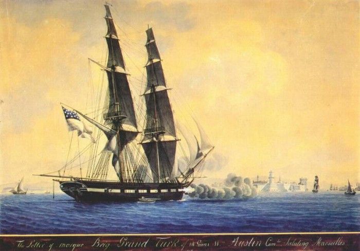 roux brig grand turk saluting marseilles 1815. 