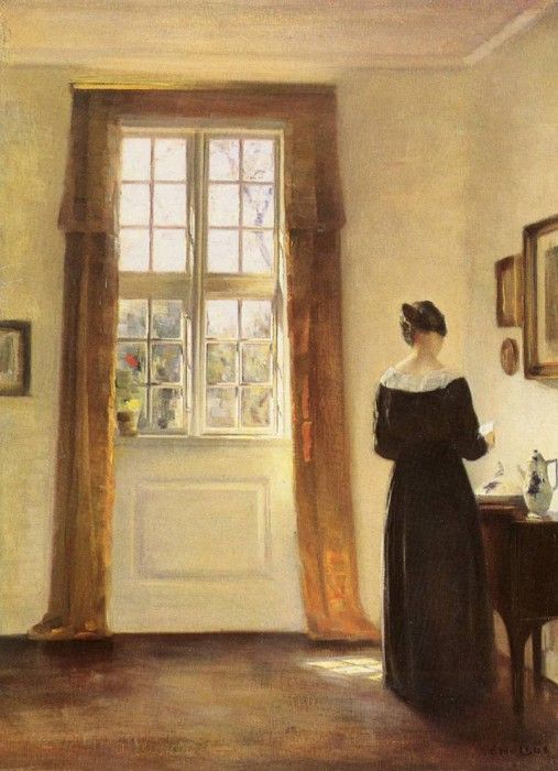 Holsoe Carl Vilhelm (Danish) 1863 to 1935 Woman In Interior O C 79.4 by 58.6cm. Holsoe,  