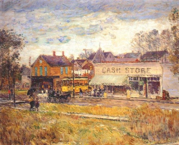 hassam end of the trolley line, oak park, illinois 1893. , 