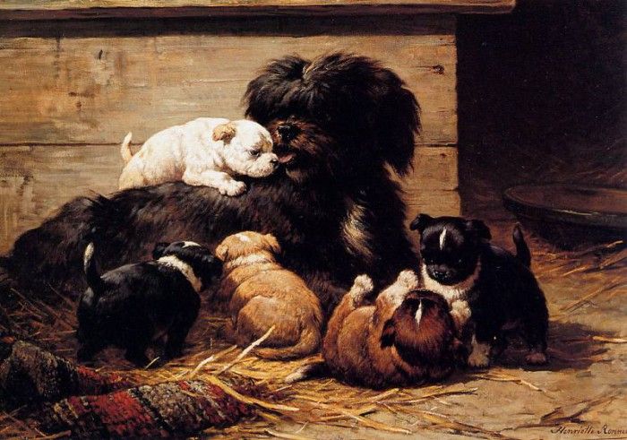 Ronner-Knip Henritte Dog With Puppies Sun . Ronner-Knip, 