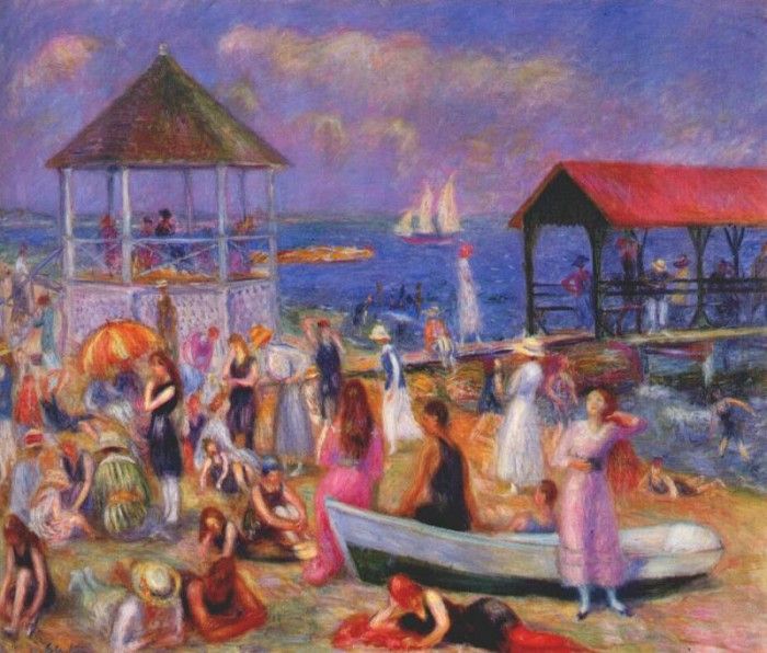 glackens beach scene, new london 1918. Glackens, 