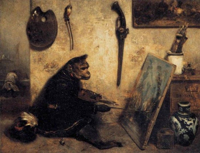 DECAMPS Alexandre Gabriel The Monkey Painter. Decamps, , 