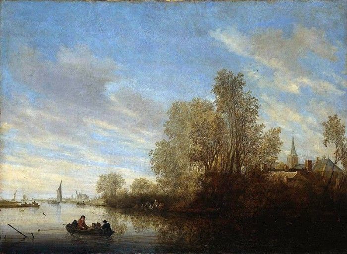 Ruysdael van Salomon River view Sun. ,  