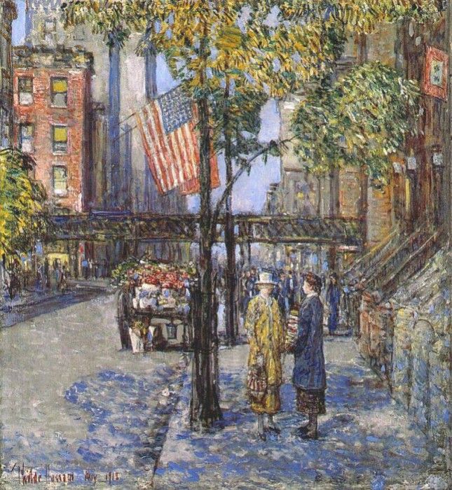 hassam flags on the friars club 1918. , 