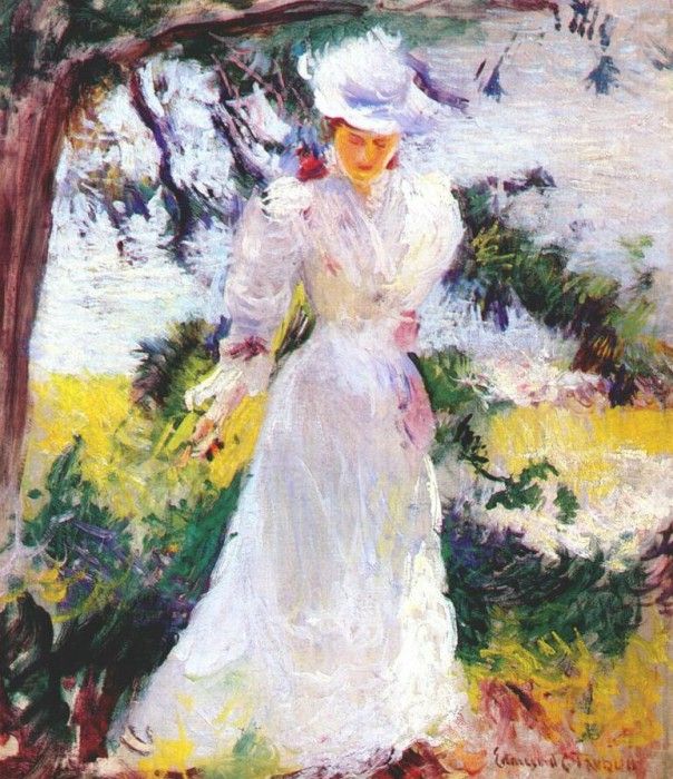 tarbell my wife emeline in a garden c1890-95. ,  
