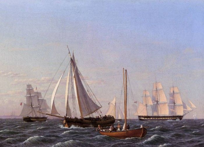 Eckersberg Christoffer Wilhelm Sailing Ships. Eckersberg,  